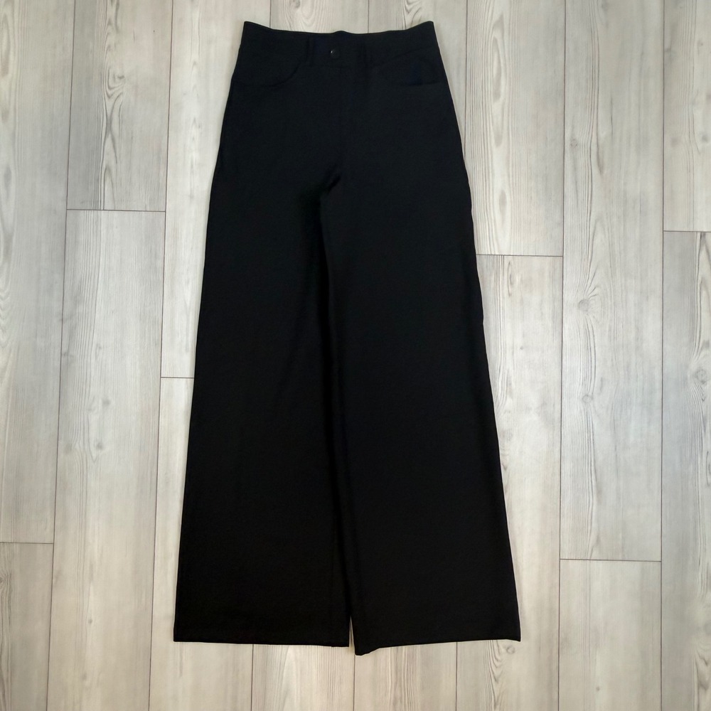 Betabrand Dress Pant Yoga Pants Black Wide Leg High Rise Size M Long W1684-BLK